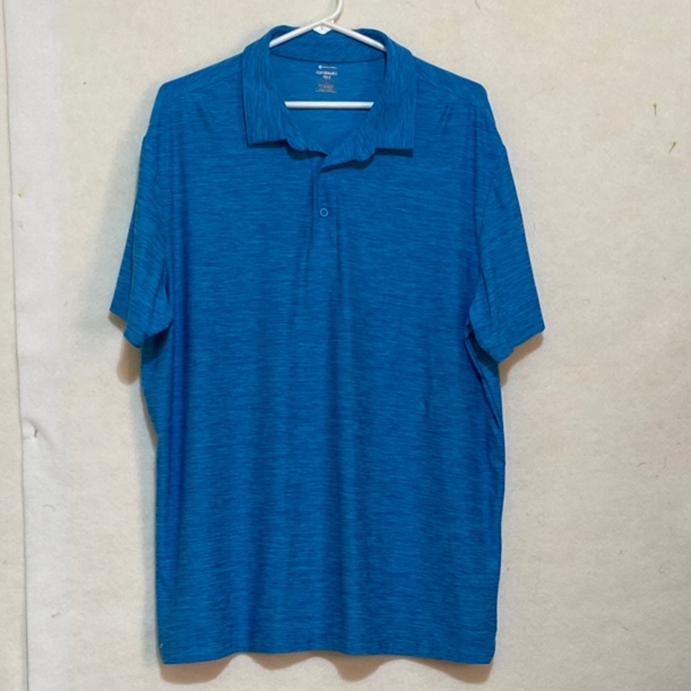 Members Mark Men's Large Heather Blue Short-Sleeve Polo - Classic Performance
